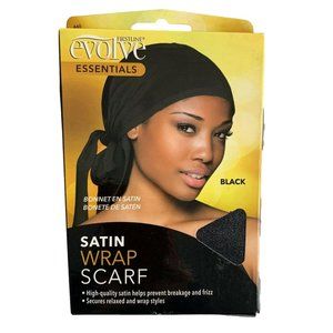 Firstline Evolve Essentials Satin Wrap Scarf Black Nighttime Use New